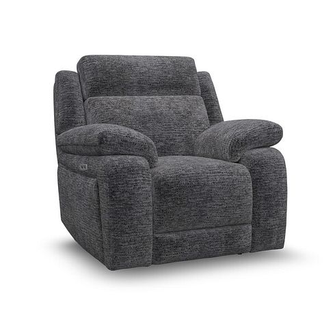Emerson Electric Recliner Armchair in Luxe Charcoal Fabric