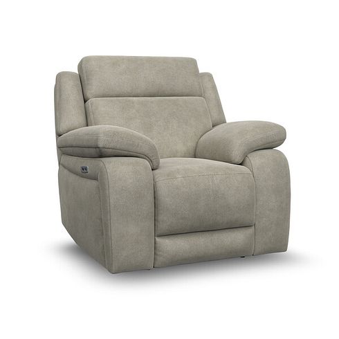 Emerson Electric Recliner Armchair in Miller Taupe Fabric