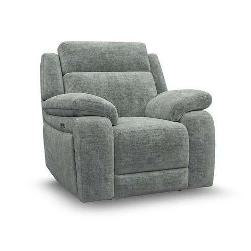 Emerson Electric Recliner Armchair in Plush Silver Fabric