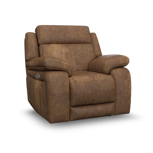 Emerson Electric Recliner Armchair in Ranch Brown Fabric