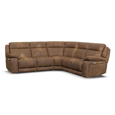 Emerson Large Corner Electric Recliner Sofa in Ranch Brown Fabric
