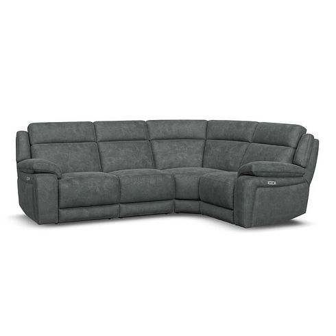 Emerson Left Hand Corner Electric Recliner Sofa in Miller Grey Fabric