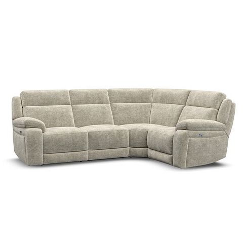 Emerson Left Hand Corner Electric Recliner Sofa in Plush Beige Fabric
