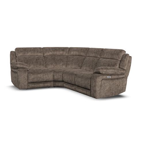 Emerson Right Hand Corner Electric Recliner Sofa in Dapple Chocolate Fabric