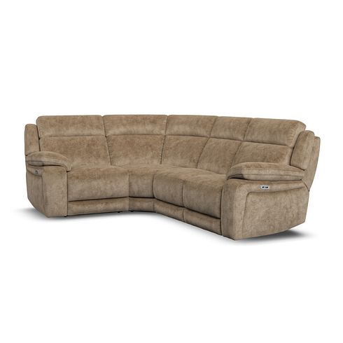 Emerson Right Hand Corner Electric Recliner Sofa in Dapple Taupe Fabric