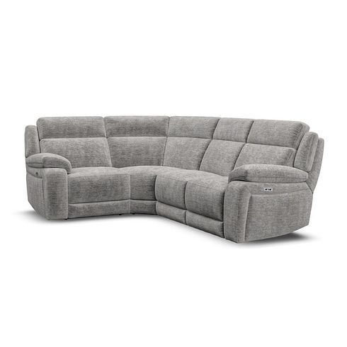 Emerson Right Hand Corner Electric Recliner Sofa in Luxe Grey Fabric