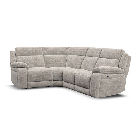 Emerson Right Hand Corner Electric Recliner Sofa in Luxe Natural Fabric
