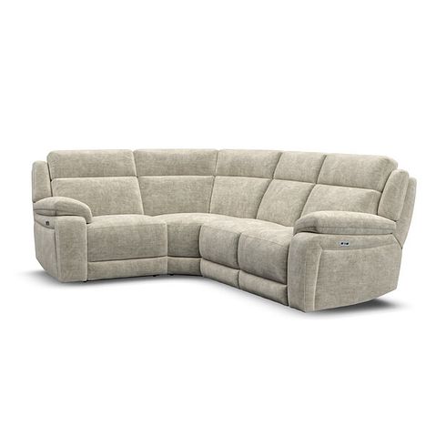 Emerson Right Hand Corner Electric Recliner Sofa in Plush Beige Fabric