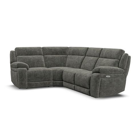 Emerson Right Hand Corner Electric Recliner Sofa in Plush Charcoal Fabric