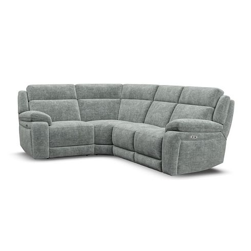 Emerson Right Hand Corner Electric Recliner Sofa in Plush Silver Fabric