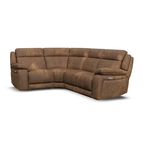 Emerson Right Hand Corner Electric Recliner Sofa in Ranch Brown Fabric