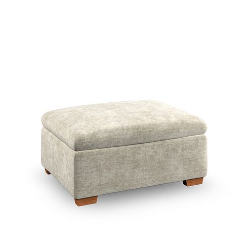 Emerson Storage Footstool in Plush Beige Fabric