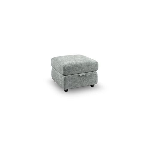 Emerson Storage Footstool in Plush Silver Fabric