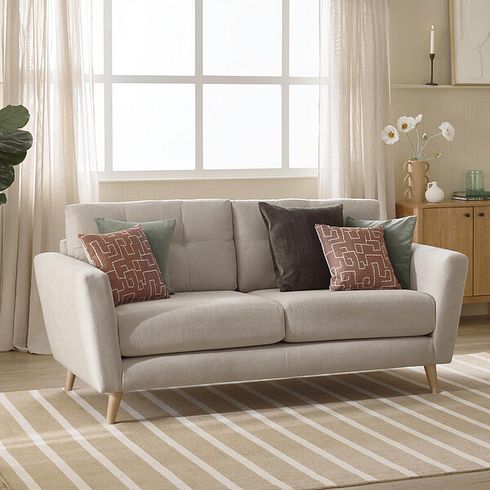 Emery 3 Seater Sofa in  Freya Oatmeal Fabric