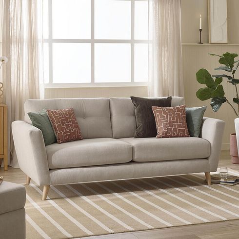 Emery 4 Seater Sofa in Freya Oatmeal Fabric