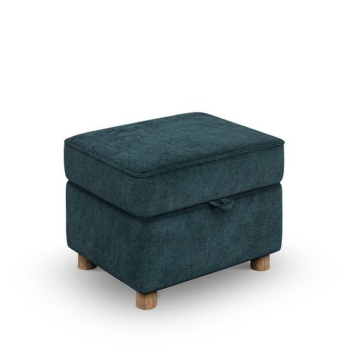 Emery Storage Footstool in Deep Water Fabric