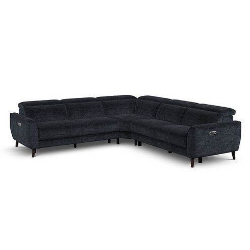 Emilia Large Corner Electric Recliner Sofa with Power Ratchet Headrests in Montreal Denim Fabric