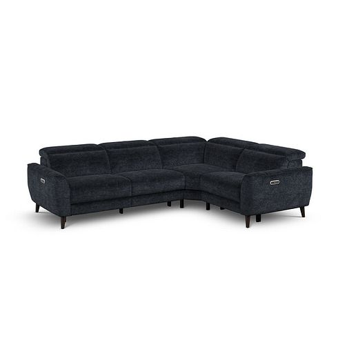 Emilia Left Hand Corner Electric Recliner Sofa with Power Ratchet Headrests in Montreal Denim Fabric