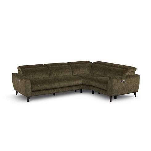 Emilia Left Hand Corner Electric Recliner Sofa with Power Ratchet Headrests in Montreal Olive Fabric