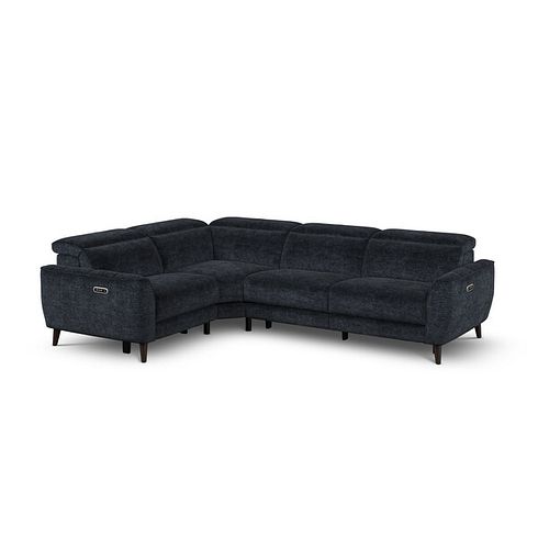 Emilia Right Hand Corner Electric Recliner Sofa with Power Ratchet Headrests in Montreal Denim Fabric
