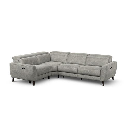 Emilia Right Hand Corner Electric Recliner Sofa with Power Ratchet Headrests in Montreal Grey Fabric