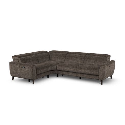 Emilia Right Hand Corner Electric Recliner Sofa with Power Ratchet Headrests in Montreal Mole Fabric