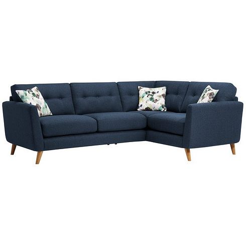 Evie Left Hand Corner Sofa in Blue Fabric