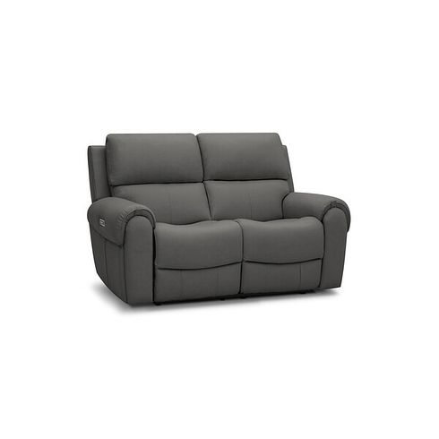 Ezra 2 Seater Electric Recliner with Power Headrest & Lumbar Support in Elephant Grey Leather