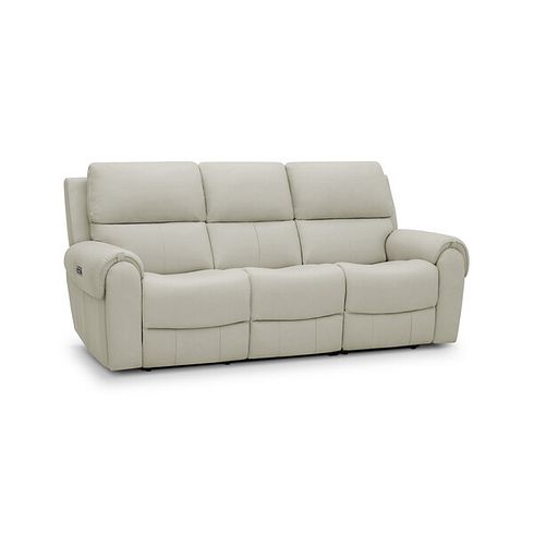 Ezra 3 Seater Electric Recliner in Bone China Leather