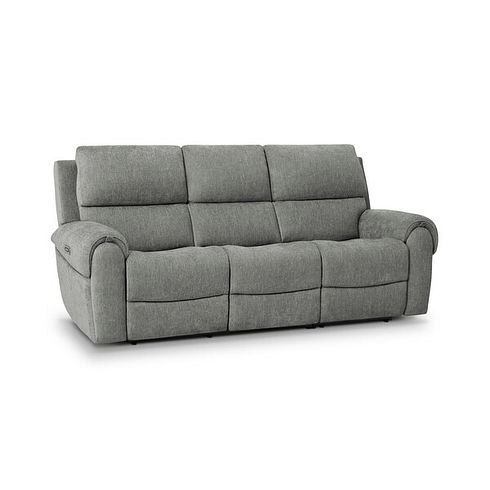 Ezra 3 Seater Electric Recliner with Power Headrest & Lumbar Support in Darwin Mushroom Fabric