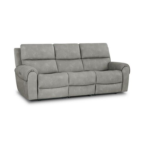 Ezra 3 Seater Electric Recliner with Power Headrest & Lumbar Support in Dexter Stone Fabric