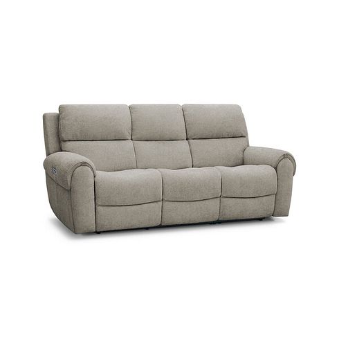 Ezra 3 Seater Electric Recliner with Power Headrest & Lumbar Support in Hopsack Linen Fabric