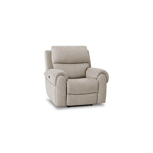 Ezra Electric Recliner Armchair with Power Headrest & Lumbar Support in Darwin Mink Fabric