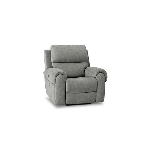 Ezra Electric Recliner Armchair with Power Headrest & Lumbar Support in Darwin Mushroom Fabric