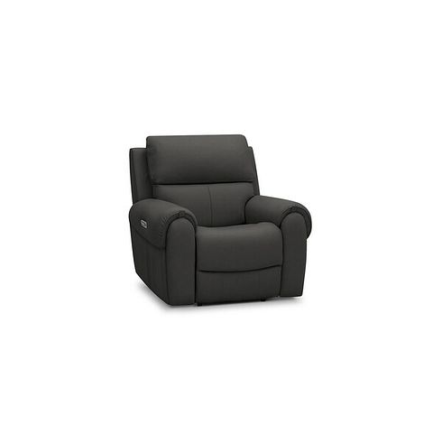 Ezra Electric Recliner Armchair with Power Headrest & Lumbar Support in Storm Leather
