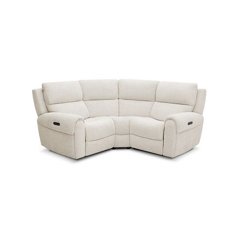 Ezra Group 1 Electric Recliner with Power Headrest & Lumbar Support in Hopsack Natural Fabric