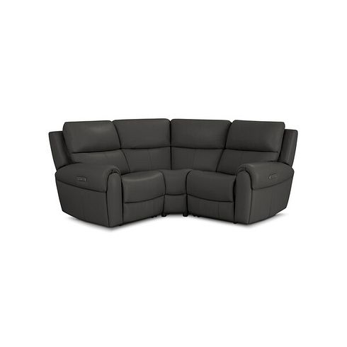 Ezra Group 1 Electric Recliner with Power Headrest & Lumbar Support in Storm Leather