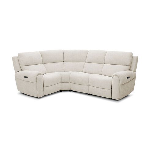 Ezra Group 2 Electric Recliner with Power Headrest & Lumbar Support - Right Hand in Hopsack Natural Fabric