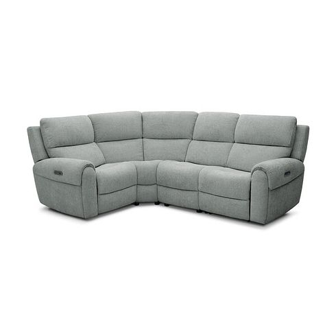 Ezra Group 2 Electric Recliner with Power Headrest & Lumbar Support - Right Hand in Hopsack Platinum Fabric