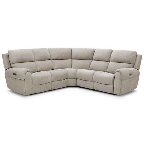 Ezra Group 3 Electric Recliner with Power Headrest & Lumbar Support with 1 Storage Drawer in Darwin Mink Fabric