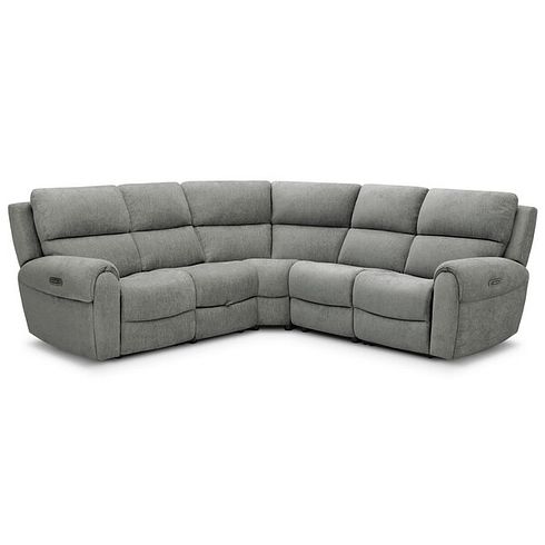 Ezra Group 3 Electric Recliner with Power Headrest & Lumbar Support with 1 Storage Drawer in Darwin Mushroom Fabric