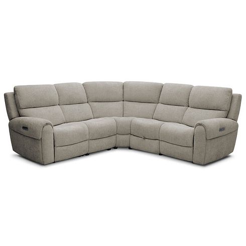 Ezra Group 3 Electric Recliner with Power Headrest & Lumbar Support with 1 Storage Drawer in Hopsack Linen Fabric