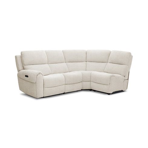 Ezra Group 4 Electric Recliner with Power Headrest & Lumbar Support in Hopsack Natural Fabric