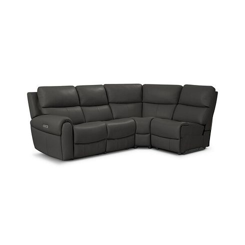 Ezra Group 4 Electric Recliner with Power Headrest & Lumbar Support in Storm Leather