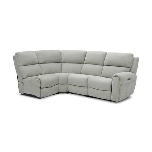 Ezra Group 5 Electric Recliner with Power Headrest & Lumbar Support in Darwin Silver Fabric