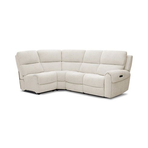 Ezra Group 5 Electric Recliner with Power Headrest & Lumbar Support in Hopsack Natural Fabric