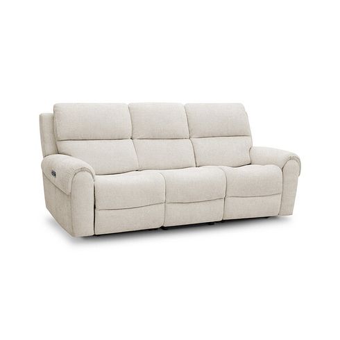Ezra Group 9 Electric Recliner with Power Headrest & Lumbar Support in Hopsack Natural Fabric