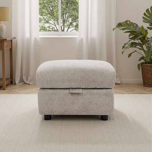 Ezra Storage Footstool in Darwin Mink Fabric