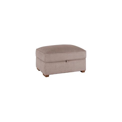 Nebraska Corner Chaise Large Storage Footstool in Fawn fabric
