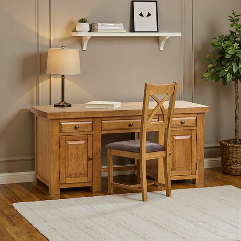 Hercules Rustic Solid Oak Computer Desk